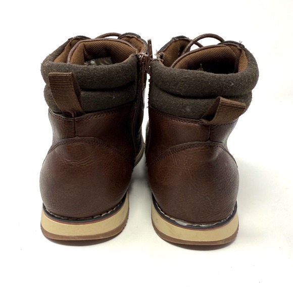 Steve Madden Brown Faux Leather Lace Up Side Zip Ankle Boots Kids Size 6 - Picture 8 of 12